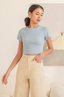 lovet drea crew neck ribbed top