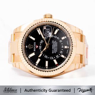 2022 NOS BRAND NEW Rolex Skydweller Full Gold Black Dial 326938 (Full Factory Stickers Intact w BarCode Sticker)(White Tag)