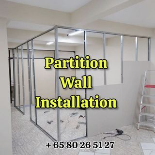 Partition wall installation,divider wall install,L shape wall install,bedroom partition wall, livingroom partition wall,false ceiling install,box up, partition wall dismantle,touch up plaster, house painting,2,3,4 room flat full plaster, contractor,ID