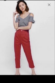 [pending]Love Bonito High-waisted Cropped Pants Red M