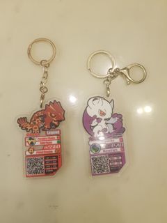 Pokemon Mewtwo and Primal Groudon Gaole Keychains