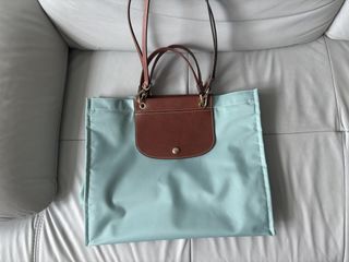 Authentic Longchamp Cabas L Tote Bag - Vervain Green/light Blue Handbag