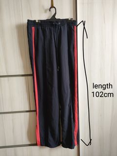 H&M Women's Navy Blue Track Pants with Red Stripe