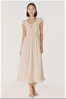LOVET Calissa Padded Ribbon Cap Sleeve Midaxi Dress (Floral)