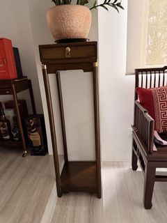 Wooden Plant Stand with Drawer
