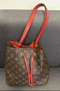 Louis Vuitton Monogram Bucket Bag Red Interior