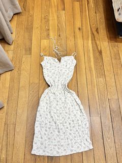 H&M White Floral Print Midi Dress Size S