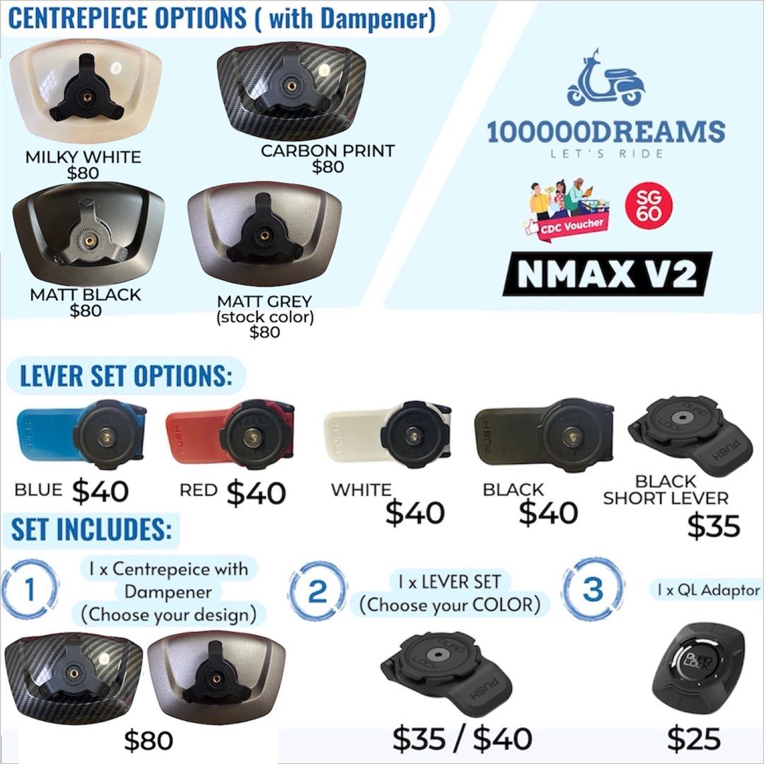 (CDC VOUCHER ✅) QUADLOCK - XMAX V1 V2 V3 2025 NMAX V2 TURBO HANDPHONE MOUNT FOR MOTORCYCLE BICYCLE Yamaha XMAX V1/V2, NMAX V2, R15, XSR, Honda CB400, CBR, ADV, XADV, SYM and more. (Category: Motorcycle Accessories) located in Singapore. Submitted by 100000dreams (Listing ID 1366486279, Image 4). Description: ✅ 100% Authentic QuadLock | With Official Warranty ✨ Don't settle for fakes — all our QuadLock products are guaranteed authentic and come wi