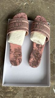 Christian Dior Paris Slides Pink Floral Print