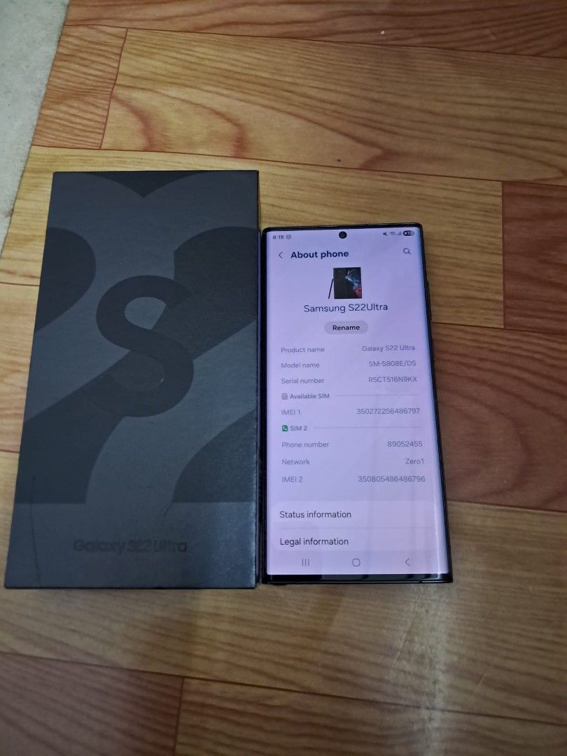 Galaxy S22 Ultra 5G 256GB Phantom Black (Category: Samsung) located in Singapore. Submitted by rejwan-161 (Listing ID 1364414993, Image 3). Description: This item very good conditions. No have any functional issue. Battery health is good..
