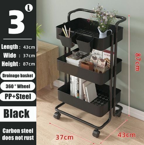 Home Storage Trolley Kitchen Storage Organizer Handle Basket Trolley Rolling Utility Cart Snack Trolley (Category: Home Improvement Tools & Accessories) located in Singapore. Submitted by _avenor_ (Listing ID 1447131630, Image 2). Description: Brand New Free Delivery $25 each Upgrade your home organization with our versatile and convenient storage shelf trolley! Made for modern homes, this trolley combines functionality with sleek design. 1️⃣ Upg