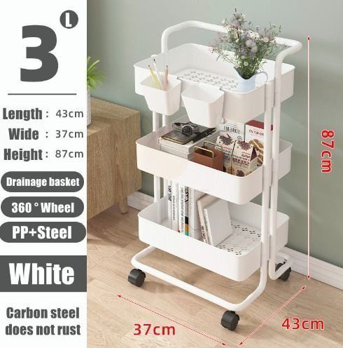 Home Storage Trolley Kitchen Storage Organizer Handle Basket Trolley Rolling Utility Cart Snack Trolley (Category: Home Improvement Tools & Accessories) located in Singapore. Submitted by _avenor_ (Listing ID 1447131630, Image 1). Description: Brand New Free Delivery $25 each Upgrade your home organization with our versatile and convenient storage shelf trolley! Made for modern homes, this trolley combines functionality with sleek design. 1️⃣ Upg