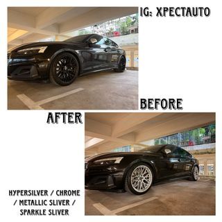 PROMO 🔥 RIM SPRAY / RESPRAY / KURB RASH REPAIR / CALIPER SPRAY / DECHROME / PLASTIC DIP 🔥 METALLIC SLIVER / SPARKLE SLIVER / HYPERSILVER / CHROME / LOGO / FRONT GRILLE / SIDE SKIRT / AUDI A4 A5 A3 A8 A6 / Q2 Q3 Q4 Q5 / S3 S3 S5 / TT TTS COUPE ROADSTER