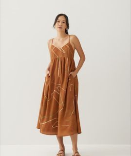Love, Bonito Patrize V-neck Babydoll Midi Dress - Size M