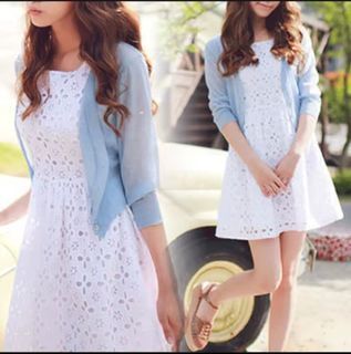 Light Blue V-Neck Button-Up Cardigan