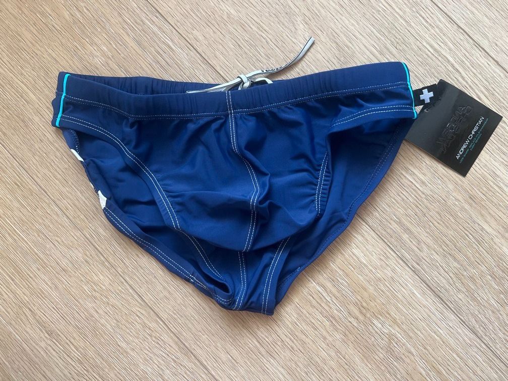 [S Size] Andrew Christian Water Polo Bikini Swimming Trunks (Category: Swim Trunks & Board Shorts) located in Singapore. Submitted by snapply21 (Listing ID 1451145994, Image 1). Description: Brand new with tag. Andrew Christian has discontinued. Own a piece of iconic vintage brand. .