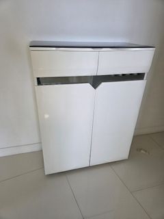 Modern White Shoes Cabinet with Black Top