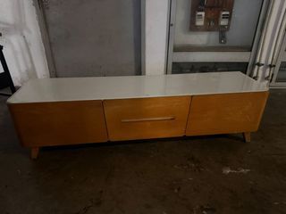 Mid-Century Modern Wooden TV Console with drawers