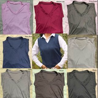 Ribbed V-Neck Sleeveless Sweater Vest, Slipover, Sleeveless Jumper, Knit - Multiple Colors