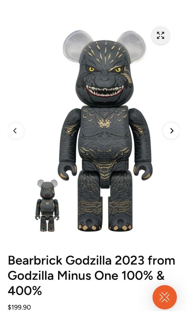 Bearbrick Godzilla Minus One 2023 100% & 400% (Category: Designer & Blind Box Toys) located in Singapore. Submitted by gkcf5 (Listing ID 1451822375, Image 1). Description: - Bearbrick Godzilla 2023 Set - From the Godzilla Minus One movie - Includes both 100% and 400% sizes - A must-have collectible for Godzilla fans.