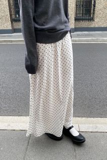 brandy melville SEPHIRA POLKA DOTS SKIRT bm white cream dot