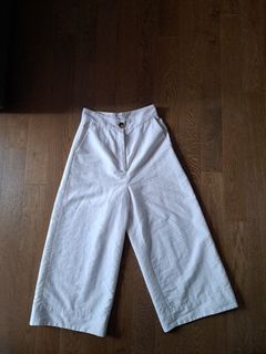 White Wide Leg Cropped Pants