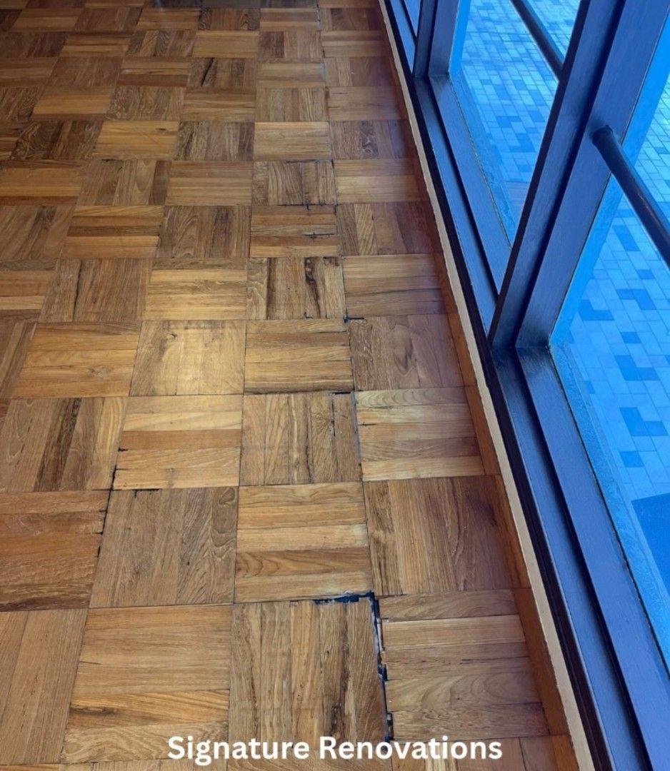 Parquet floor Varnish | Machine sanding polishing | Water damage repair | Stain repair | Scratch remove | Staircase repair | Staircase polish | kitchen top polish | Basin top polish | Deck repair| Deck installation | (Category: Parquet Flooring) located in Singapore. Submitted by signature_renovations (Listing ID 1441153985, Image 5). Description: Professional Parquet Floor Polish & Restoration Service Bring back the beauty and shine of your wood
