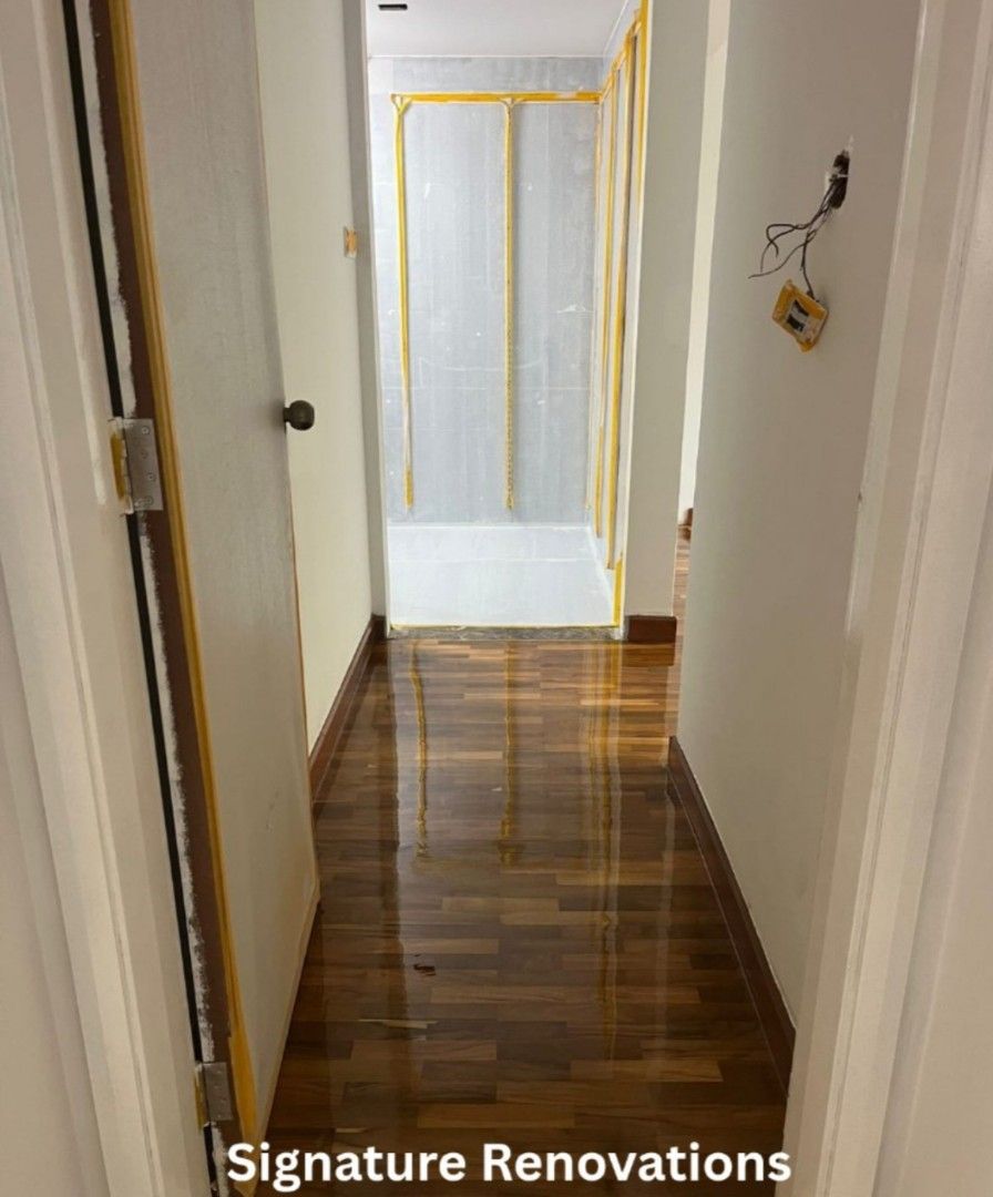 Parquet floor Varnish | Machine sanding polishing | Water damage repair | Stain repair | Scratch remove | Staircase repair | Staircase polish | kitchen top polish | Basin top polish | Deck repair| Deck installation | (Category: Parquet Flooring) located in Singapore. Submitted by signature_renovations (Listing ID 1441153985, Image 3). Description: Professional Parquet Floor Polish & Restoration Service Bring back the beauty and shine of your wood
