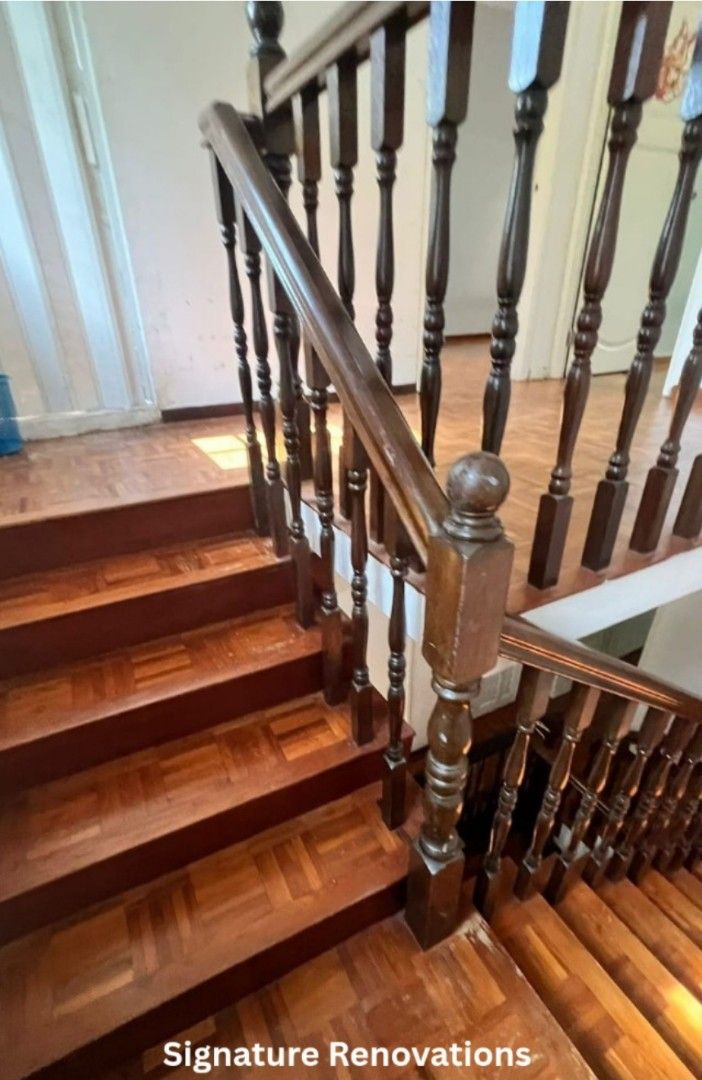 Parquet floor Varnish | Machine sanding polishing | Water damage repair | Stain repair | Scratch remove | Staircase repair | Staircase polish | kitchen top polish | Basin top polish | Deck repair| Deck installation | (Category: Parquet Flooring) located in Singapore. Submitted by signature_renovations (Listing ID 1441153985, Image 6). Description: Professional Parquet Floor Polish & Restoration Service Bring back the beauty and shine of your wood