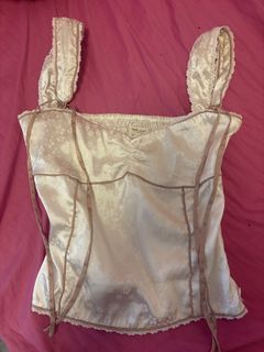 Y2K Vintage White Floral Satin Top Cult Gia