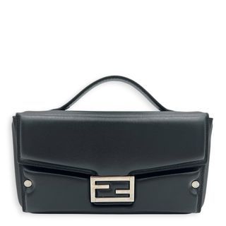 Fendi Soft Trunk Baguette Shoulder Bag Black in Nappa Leather, Silver hardware