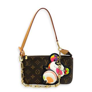 Louis Vuitton X Murakami Pochette Accessories Brown Clutch in Monogram Coated Canvas, Gold hardware