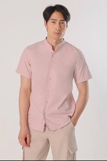 (S) Lovet - Adrian Mandarin Collar Button Shirt (Petal Pink)