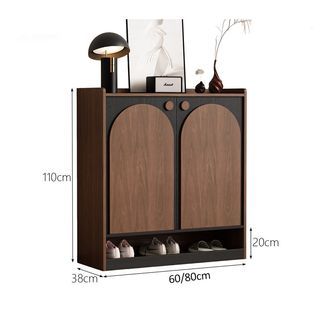 Shoe Cabinet XG150 Walnut&Black Shoe Ark 60/80/90/100/120/140/160cm❗❗Free Assembly🚚🚚 Storage Cabinet Shoe Shelf Shoe Rack