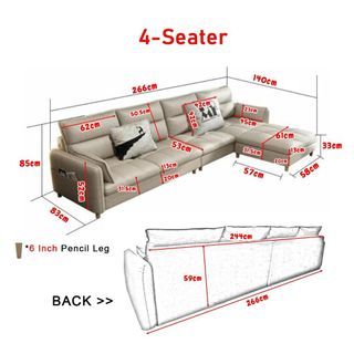 Sofa 4 seaters with leg rest can place at left or right