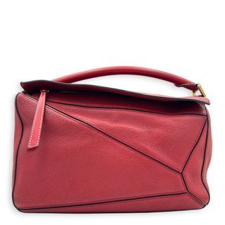 Loewe Puzzle Shoulder Bag Red in Calfskin, Gold hardware
