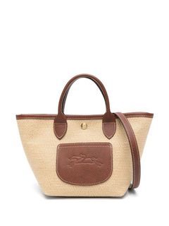 Longchamp Straw Tote Bag with Leather Trim