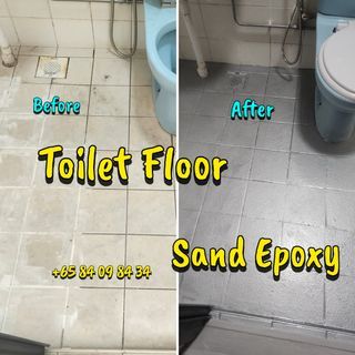 Sand epoxy, toilet floor epoxy, epoxy flooring,tiles wall epoxy painting, glossy epoxy paint,matte epoxy paint, cabinet epoxy painting, whole house painting,kitchen floor epoxy painting,door epoxy paint, contractor, id, renovation,basin,sink area epoxy,