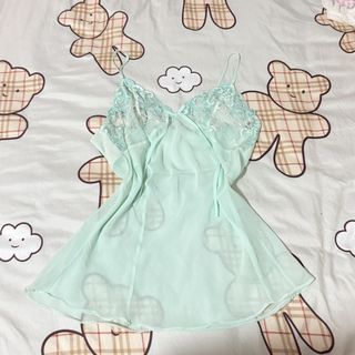 two worlds mint teal Lace Babydoll sheer cami top