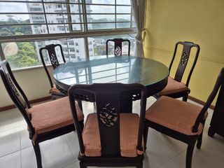 Vintage rosewood dining set and 6 chairs