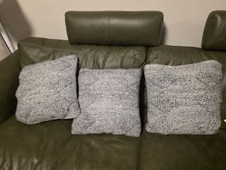 Castlery Set of 3 Grey Textured Throw Pillows for Sofa