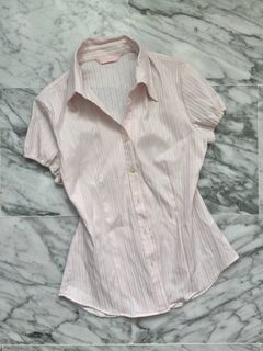 Vintage Japanese Label Pinstripe Button Up Blouse