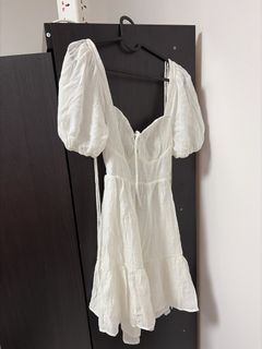 White Puff Sleeve Mini Dress