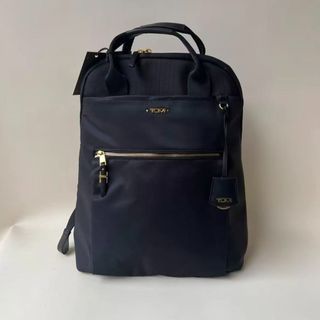 Tumi Bravo Black Water Resistant Nylon Gold Hardware Laptop Business Backpack with Top Handle