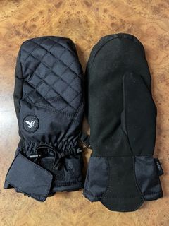 Black Quilted Ski Mittens - Size XS