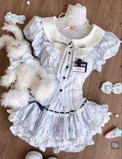 serendipity blue set blouse and skirt lolita cosplay