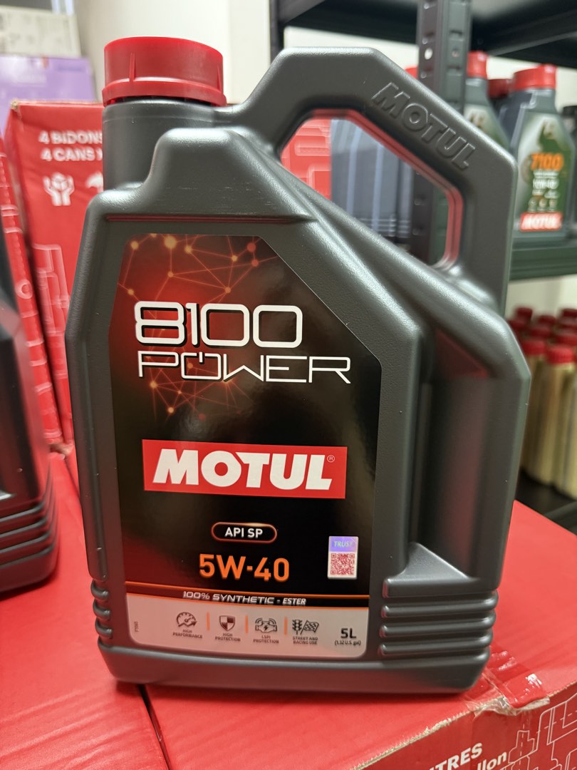 24/7 Pickup Motul Power 5W40 5L 100% Synthetic (Category: Fluids & Additives) located in Singapore. Submitted by motorcare88 (Listing ID 1453060061, Image 1). Description: Self pick up @ sunbird road Contact:96918338.