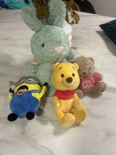 Plush Toys: Minion, Winnie the Pooh, Bear, Bunny