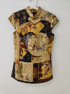 Vintage Cheongsam design gold pattern  blouse