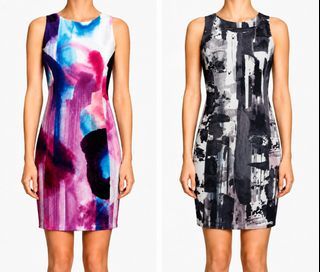 2 x H&M Abstract Print Sleeveless Sheath Dresses